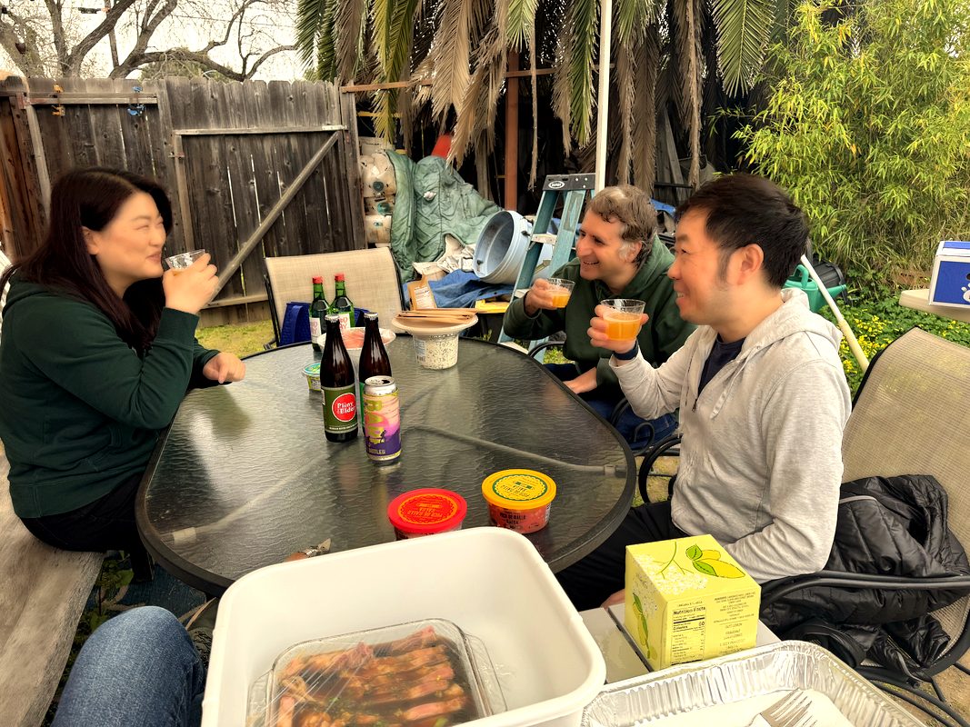 Outdoor hangout with beers